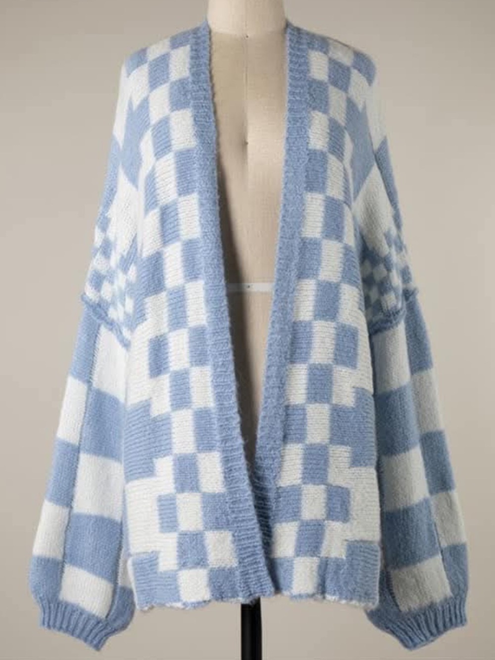 New Miracle Checkered Oversized Cardigan Sweater